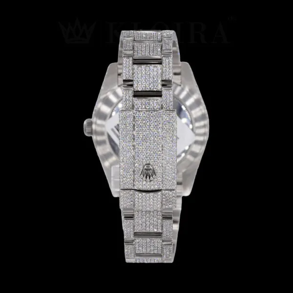 Roles Datejust Silver 41mm Diamond Studded Swiss Made Black Hands & Numerals Watch