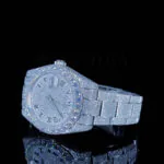 Roles Datejust Silver 41mm Diamond Studded Swiss Made Black Roman Watch