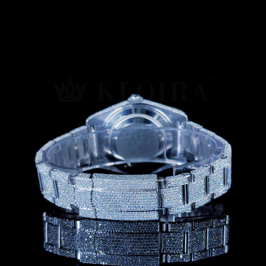 Roles Datejust Silver 41mm Diamond Studded Swiss Made Black Roman Watch