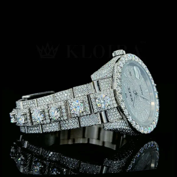 Roles Datejust Silver 41mm Diamond Studded Swiss Made Stick Numerals Watch