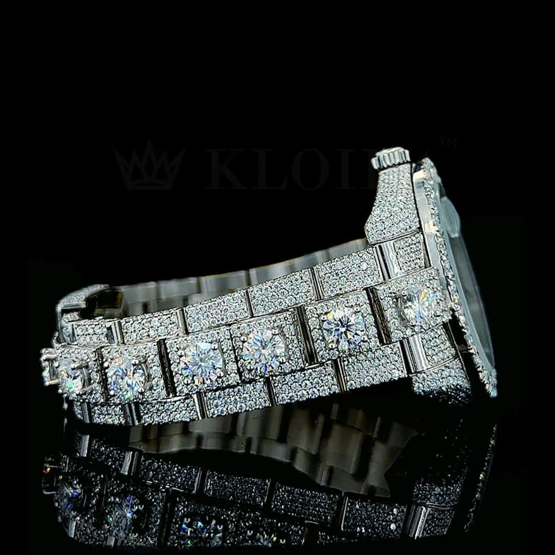 Roles Datejust Silver 41mm Diamond Studded Swiss Made Stick Numerals Watch