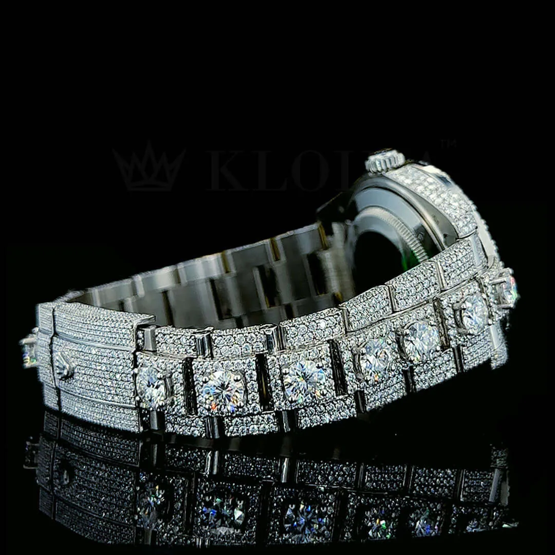 Roles Datejust Silver 41mm Diamond Studded Swiss Made Stick Numerals Watch