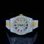 Roles Datejust Moissanite Watch in Yellow Silver with Roman Numerals