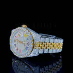 Roles Datejust Yellow Silver 41mm Diamond Studded Swiss Made Roman Multi Color Numerals Watch