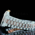 Roles Day Date Women Rose Silver 33mm Diamond Studded Swiss Made Arabic Numerals Watch