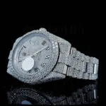 Roles Day Date Women Silver 33mm Diamond Studded Swiss Made Black Roman Numerals Watch
