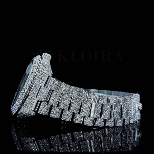 Roles Day Date Women Silver 33mm Diamond Studded Swiss Made Black Roman Numerals Watch