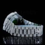 Roles Day Date Women Silver 33mm Diamond Studded Swiss Made Black Roman Numerals Watch