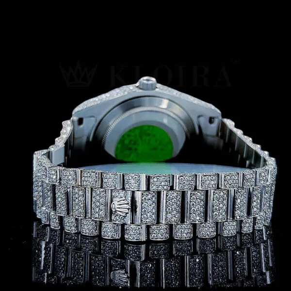 Roles Day Date Women Silver 33mm Diamond Studded Swiss Made Black Roman Numerals Watch