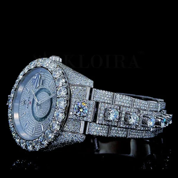 Roles Day Date Women Silver 33mm Diamond Studded Swiss Made Different Scale Watch