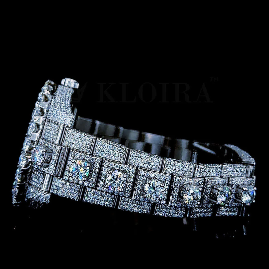Roles Day Date Women Silver 33mm Diamond Studded Swiss Made Different Scale Watch