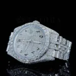 Roles Day Date Women Silver Moissanite Watch 36mm