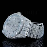 Roles Day Date Women Silver 36mm Diamond Studded Swiss Made Black Arabic Numerals Watch