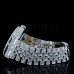 Roles Day Date Women Silver 36mm Diamond Studded Swiss Made Black Arabic Numerals Watch