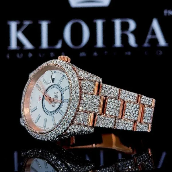 Roles Watch Moissanite Diamonds Left Profile View