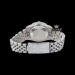 Roman Numeral Full Iced Out Silve Dial Moissanite Diamond Watch Caseback View