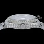 Roman Numeral Full Iced Out Silve Dial Moissanite Diamond Watch Crown View
