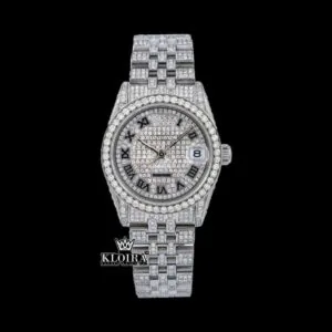 Roles Roman Numeral Full Iced Out Moissanite Watch