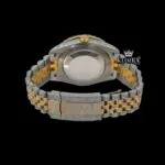 Roman Numerals Dial Diamond Bezel Two Tone Yellow Gold Moissanite Watch Caseback View