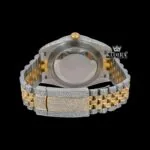 Roman Numerals Dial Two Tone Bust Down Moissanite Watch Caseback View