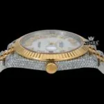 Roman Numerals Dial Two Tone Bust Down Moissanite Watch Crown View