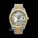 Roles Roman Numerals Dial Two Tone Bust Down Moissanite Watch Front View