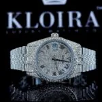 Roles Roman Numerals Fully Iced Out Moissanite Watch