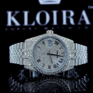 Roles Roman Numerals Fully Iced Out Moissanite Watch