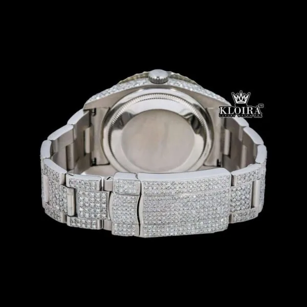 Roman Numerals Lavender Dial Full Iced Out Moissanite Watch Caseback View