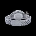 Roman Numerals Pearl Tone Dial Fully Iced Out Moissanite Watch Caseback View