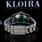 Roman Numerals Rose Gold Dial Two Tone Iced Out Moissanite Watch Bracelet View