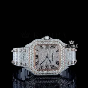 Cartior Roman Numerals Rose Gold Moissanite Watch