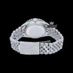 Roman Numerals Tiffany Blue Dial Diamond Link Strap Moissanite Watch Caseback View