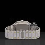 Roman Numerals Two Tone Yellow Dial Iced Out Moissanite Diamond Watch Caseback View