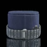 Roman Numerals White Dial Black Iced Out Moissanite Diamond Watch Bracelet View