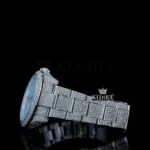 Roman Numerals White Dial Cushion Link Strap Moissanite Watch Close Up Dial View