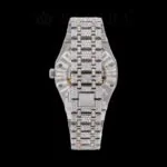 Rose Dial Two Tone AP Fully Iced Out Moissanite Diamond Watch Back Side View