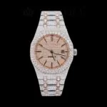 AP Rose Dial Two Tone Moissanite Diamond Watch