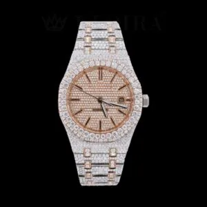 AP Rose Dial Two Tone Moissanite Diamond Watch