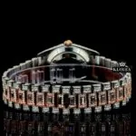 Rose Gold Arabic Dial Two Tone Full Iced Out Moissanite Diamond Watch Caseback View