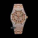 AP Rose Gold Arabic Numerals Moissanite Fully Iced Watch
