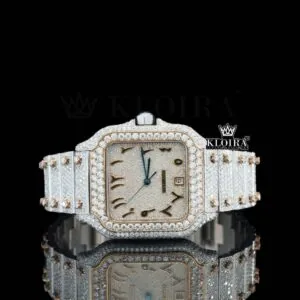 Cartior Rose Gold Arabic Numerals Moissanite Watch