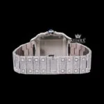 Rose Gold Bezel Blue Roman Dial Two Tone Moissanite Watch Caseback View
