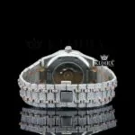 Rose Gold Bezel Geometric Dial Full Iced Out Moissanite Diamond Watch Caseback View