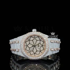 AP Rose Gold Bezel Geometric Dial Moissanite Watch