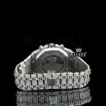 Rose Gold Dial AP Iced Out Two Tone Moissanite Diamond Chrono Watch Caseback View