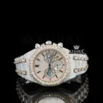 AP Royal Oak Moissanite Chrono Watch with Rose Gold Dial and Sparkling Details