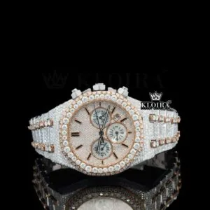 AP Royal Oak Moissanite Chrono Watch with Rose Gold Dial
