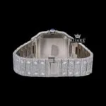 Rose Gold Dial Black Roman Numerals Two Tone Moissanite Watch Caseback View