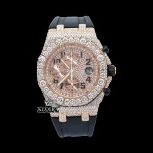 AP Royal Oak Offshore Moissanite Diamond Watch with Rose Gold Dial